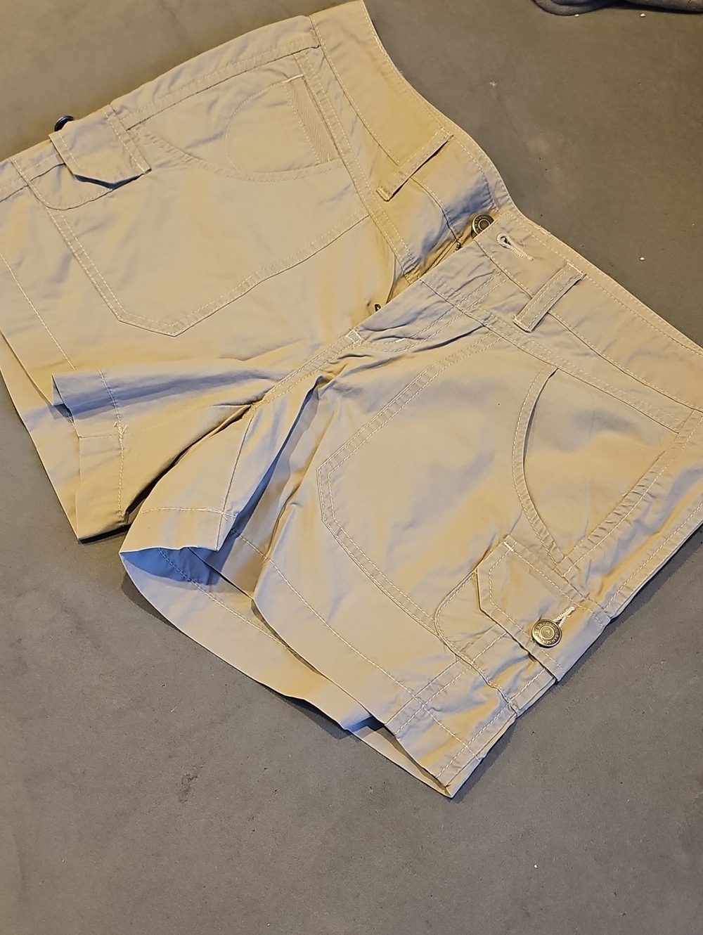 LONDONJEAN Women's Tan Cargo Shorts with Button Flap Pockets